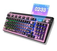 FOPATO H98 Wireless Mechanical Keyboard,96-Key Hot-Swappable Wired Gaming Keyboard,Tri-Mode Bluetooth 5.0 2.4G USB-C,1.14" Color Screen,Double Knob,6000mAh,RGB,PBT Keycaps for PC Mac iPad-Black