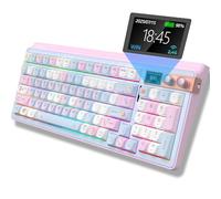 FOPATO H98 Wireless Mechanical Keyboard,96-Key Hot-Swappable Wired Gaming Keyboard,Tri-Mode Bluetooth 5.0 2.4G USB-C,1.14" Color Screen,Double Knob,6000mAh,RGB,PBT Keycaps for PC Mac iPad-Pink