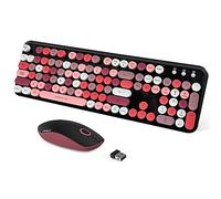 FOPETT 2.4GHz Wireless Keyboard and Mouse Set with Switch Button - Full-Size Keyboard - Compatible for Windows/Laptop/PC/Notebook/Smart TV and More - Black Colorful