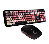 FOPETT Keyboard and Mouse Sets, Wireless, Reliable 2.4 GHz Connectivity for PC,Laptop,Smart TV and More (Black Colorful)