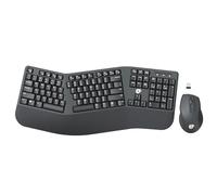 FOPETT Wireless Ergonomic Keyboard for PC, 2.4G Full Size Wireless Keyboard and Mouse Combo, Comfortable Natural Split Keyboard Mouse for Windows Computer Desktop Laptop
