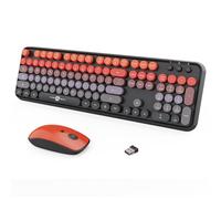 FOPETT Wireless Keyboard and Mouse Combo, 104 Keys Full-Sized 2.4 GHz Round Keycap Colorful Keyboards, USB Receiver Plug and Play, for Windows, Mac, PC, Laptop, Desktop (GradientOrange)