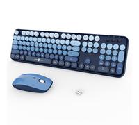 FOPETT Wireless Keyboard and Mouse Combo, 104 Keys Full-Sized 2.4 GHz Round Keycap Colorful Keyboards, USB Receiver Plug and Play, for Windows, Mac, PC, Laptop, Desktop