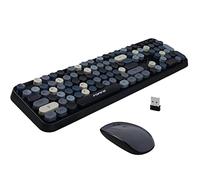 FOPETT Wireless Keyboard and Mouse Combo, 104 Keys Full-Sized 2.4 GHz Round Keycap Colorful Keyboards, USB Receiver Plug and Play, for Windows, Mac, PC, Laptop, Desktop (Grey)