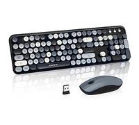FOPETT Wireless Keyboard and Mouse Combo, 105 Keys Full-Sized 2.4 GHz Round Keycap Colorful Keyboards, USB Receiver Plug and Play, for Windows, Mac, PC, Laptop, Desktop (Grey Colorful)