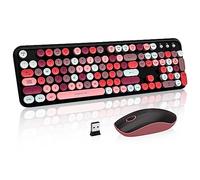 FOPETT Wireless Keyboard and Mouse Combo, 105 Keys Full-Sized 2.4 GHz Round Keycap Colorful Keyboards, USB Receiver Plug and Play, for Windows, Mac, PC, Laptop, Desktop (Blackcolorful)