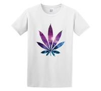 FOPJRUISDAEL Men's Galaxy Weed Leaf Marijuana Galaxy Leaf Popular Cotton T Shirt White 3XL