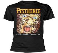 FOPJRUISDAEL Men's Pestilence 'Consuming Impulse Album Cover' (Black) T Shirt T-Shirts Black L