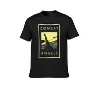 FOPJRUISDAEL Men's The Comsat Angels Post Punk Band Cotton T Shirt Black M
