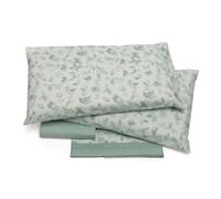 Foppapedretti Notte & Natura 2P Double Bed Set, Top Sheet, Fitted Sheet and 2 Pillowcases; Sage Leaves 100% Cotton, Made in Italy