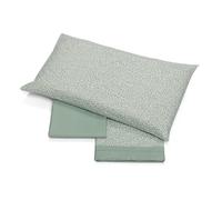 Foppapedretti Notte & Natura Complete Bed Set, Top Sheet, Fitted Sheet and Pillowcase; Petals Sage 100% Cotton, Made in Italy