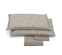 Foppapedretti Notte & Natura Double Bed Set 2P, Top Sheet, Fitted Sheet and 2 Pillowcases; Sand Leaves 100% Cotton, Made in Italy