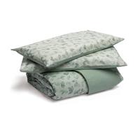 Foppapedretti Nuit & Nature Duvet Cover 2P 2P with 2 Pillowcases; Sage Leaves 100% Cotton, Made in Italy