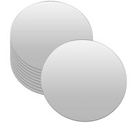 Foppla 10Pcs Mirror Tiles,Self Adhesive Acrylic Mirror,Glass Display Candle Plate,Wedding Centrepieces for Tables,Circle Mirror Tray for Home,Decor (Silver)