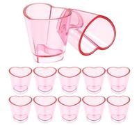 Foppla 12-Pack Pink Heart Shaped Plastic Shot Cups, Mini Shot Glasses, 5 oz Heavy Base Reusable Glasses for Whiskey, Tequila, Valentine’s Day, Bachelor Party, Wedding, Birthday, Festivals(Pink * 12)