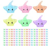 Foppla 120Pcs Mini Sting Ray Figures Miniature Resin Stingrays Figurines Realistic Cute Sting Ray Decoration 6 Colors Portable Tiny Sting Ray Ornaments for DIY Dollhouse Micro Landscape Decor