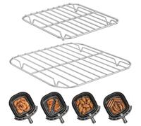 Foppla 2-Pack Stainless Steel Air Fryer Rack, Stackable Grilling Accessories for Dual Zone Fryers, Compatible with 2.5QT-6QT Glass Baskets, Non-Stick Steam Stand, Dishwasher Safe(2pcs)