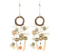 Foppla 2 Pcs Rabbit Chew Toys Bunny Cage Hanging Chew Toy Natural Wood Hamster Toys Set Safe Hamster Chewing Toy Fun Bunny Chewing Treats for Small Pets Rabbit Teeth Grinding