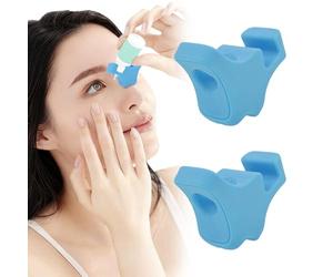 Foppla 2Pcs Eye Drop Bottle Guide Dispenser Silicone Eye Dropper Applicator Medication Dispenser Assist Helper Device Adaptive Assistance Accessory Tool for Elderly and Visually Impaired(blue)