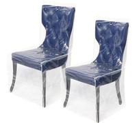 Foppla 2Pcs Plastic Dining Chair Covers,Clear Furniture Seat Protector,Waterproof Dustproof Clear Slipcover,PVC Cover for Home Kitchen Bedroom Party Restaurant (Transparent long style)