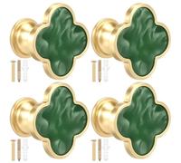 Foppla 4 Pcs Cabinet Knobs Zinc Alloy Dresser Knobs Elegant Clover Drawer Knobs and Pulls Multifunctional Decorative Wall Hooks for Closet Bookcase Furniture Wardrobe(Cyan)