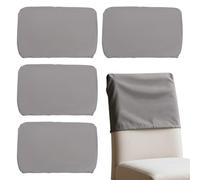 Foppla 4Pcs Dining Chair Back Covers Elastic Polyester Chair Back Protective Cover Dustproof Backrest Slipcover Grey/Black for Home Office(grey-s)