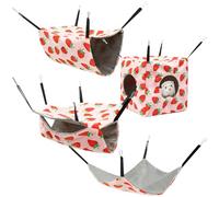 Foppla 4Pcs Hamster Hammock Set Washable Soft Hanging Nest Hideout Bed for Guinea Pig Ferret Chinchilla Sugar Glider Squirrel Rat Bearded Dragon Hedgehog Rabbit Bunny Small Pet Toys Accessories(pink)