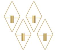Foppla 4Pcs Hanging Vase Wall Décor Metal Eucalyptus Wall Art Modern Diamond Shape Geometric Room Ornament for Living Room Balcony(golden)