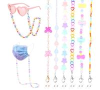 Foppla 6 Pieces Glasses Strap, Cute Beaded Non-Slip Eyeglasses Strap for Women Girls, Adjustable Sports Cord, Universal Unisex Sunglass Holder, Kids Mask Lanyard(6 pcs)
