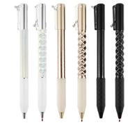 Foppla 6Pcs Geometric Metal Crinkle Pen,Crunchy Sensory Pen,0.5mm Retractable Gel Pens,Stress Relief Metal Shape Shifting Switchpen for School Home Office Supplies