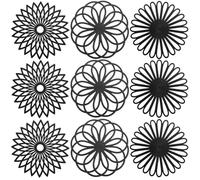 Foppla 9 Pcs Silicone Trivet Mat Soft Flexible Hot Pot Holder Heat Resistant Hot Pads Nonslip Silicone Trivet Set Practical Silicone Trivet for Table and Countertop Dishwasher Safe Black