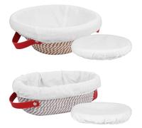 Foppla Bread Proofing Basket,Cotton Rope Sourdough Prooving Basket for Baking Oval And Round Banneton Bread Baskets with Liner And Cover for Homemade Sourdough Baking(set 3)