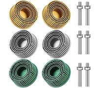 Foppla Bristle Disc,6Pcs 2 Inch 50# 80# 120# Abrasive Brush Disc with 1/4 Inch Shank Soft Flexible Coating Removal Disc Electric Drill Rotary Tool Accessories for Hard Soft Metal