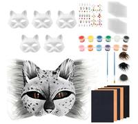 Foppla Cat Mask,Cat Masks to Decorate,Therian Fox Mask Kit, Furry Masks(light grey)