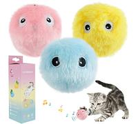 Foppla Cat Toys,Interactive Cat Toy Balls with Sounds,Squeaky Fluffy Plush Cat Toys,Cat Catnip Balls with Smart Trigger for Indoor Cat Dog Kitty Kitten Puppy Exercise