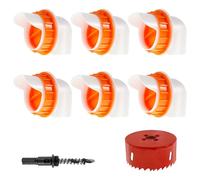 Foppla Chicken Feeder,DIY Poultry Feeders Kit,No Waste Feeders with 6 Ports 1 Hole Saw Rainproof Duck Feeders Kit Plastic Safe Feede Set for Chicken Duck