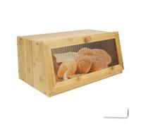 Foppla Clear Front Bread Storage Bin Large Capacity Versatile Bamboo Bread Container With Anti Slip Bottom for Bun Bagel Loaf Coffee Tea Nut