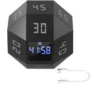 Foppla Cube Timer ABS Rotating Pomodoro Timer Time Management Cube with 12 Side Time Module Rechargeable 3 Alarm Reminder Modes Suitable for Bedroom