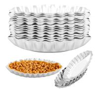 Foppla Egg Tart Mold,20Pcs Fluted Oval Boat Shape Mini Tart Tins, Anti Deformation Non Stick Boat Style Pastry Mold for Bread Loaf Pudding(Set 2)