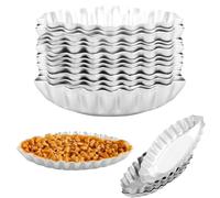 Foppla Egg Tart Mold,20Pcs Fluted Oval Boat Shape Mini Tart Tins, Anti Deformation Non Stick Boat Style Pastry Mold for Bread Loaf Pudding(Set 1)