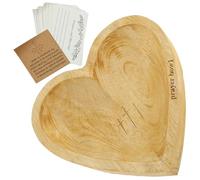 Foppla Heart Prayer Bowl with Cards Multipurpose Prayer Bowl Wood Prayer Dough Bowl with Prayer Bowl Letters Religious Gift Wooden Prayer Bowl for Religious Christians Congregation Gifts