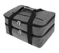 Foppla Insulated Double Casserole Carrier Expandable Thermal Tote Bag Lightweight Thermal Tote with Handles Leakproof Snack Tote Bag Wide Opening Thermal Food Carrier for Work Travels Outdoor(grey)