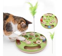 Foppla Interactive Cat Puzzle Feeder Toy, Slow Treat Dispenser with Nonslip Base Mental Stimulation Enrichment Puzzle for Indoor Cats, Anti-Choking Brain Training(green)