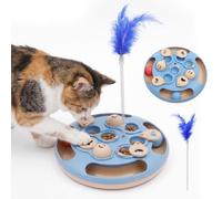 Foppla Interactive Cat Puzzle Feeder Toy Slow Treat Dispenser with Nonslip Base, Mental Stimulation Enrichment Puzzle for Indoor Cats, Anti-Choking Brain Training(blue)