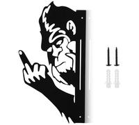 Foppla Metal Garden Ornaments,Middle Finger Monkey Metal Garden Ornaments,Outdoor Peek a Boo Flipping Off Sign Decorative Animals Silhouettes Decor for Yard Fence