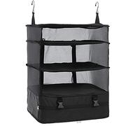 Foppla Packing Cubes & 3-Shelf Luggage Organizer, Collapsible Hanging Compression Mesh Storage Bag - Holds Clothes/Shoe/Toiletries/Makeup,Travel Essentials for Suitcase/Backpack/Road Trip/Vacation