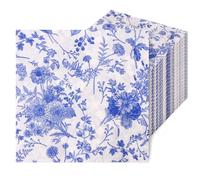 Foppla Paper Napkins,Cocktail Napkins,Rainbow Paper Napkins,200 Pcs 3 Layer Decorative Napkin for Wedding Bridal Baby Shower Birthday Tableware Decorations 33x33cm(Blue)