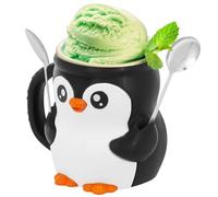 Foppla Penguin Ice Cream Pint Holder,Ices Creams Tubs Sleeve, Reusable Penguins Ice Cream Pint Sleeves Cover with Spoon & Handle, Cute Animal Ices Creams Cooler Container for Kitchen(with spoons)