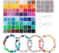 Foppla Pony Beads,1977Pcs Kandi Beads Set,Plastic Pony Beads Bulk with 375pcs Letter Beads, Elastic String DIY Bracelets Jewelry Beads for Bracelets Necklace