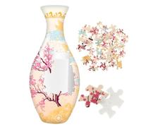 Foppla Puzzle Vase,DIY Unique Flower Vase,Decorative 3D Jigsaw Vases for Living Room Table Bedroom Study Room(Pink flower vase)